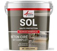 Béton Ciré Sol, Kit avec Primaire et Vernis 5 m² Vanille Beige | Sols Intérieurs et Extérieurs, Très Haute Résistance, Ne Raye Pas, Ne Glisse Pas, Vernis Anti-Taches - Arcane Industries