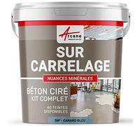 Béton ciré sur carrelage, cuisine, salle de bain, mural, sol, plan de travail, revêtement décoratif douche en kit - 5 m² (en 2 couches) Canard Gris Bleuté - ARCANE INDUSTRIES