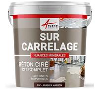 BETON CIRE CARRELAGE POUR SOLS ET MURS - KIT BETON CIRE SUR CARRELAGE - 2 m² (en 2 couches) Arabica Marron