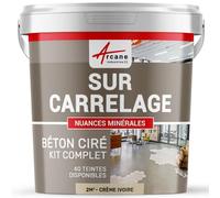 BETON CIRE CARRELAGE POUR SOLS ET MURS - KIT BETON CIRE SUR CARRELAGE - 2 m² (en 2 couches) Crème Ivoire
