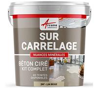 BETON CIRE CARRELAGE POUR SOLS ET MURS - KIT BETON CIRE SUR CARRELAGE - 2 m² (en 2 couches) Lin Beige