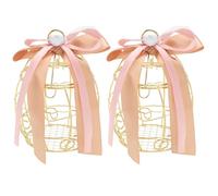 BETOOKY 2 Pièces Boîte à Bonbons Cage à Oiseaux en Métal, Or, Portable, Grosse Capacité, Nœud, pour Bonbons de Mariage et Anniversaires, Style Européen Créatif
