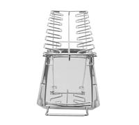 BETOOKY Acier Inoxydable Rôtissoire à Pilon avec Plateau Pliable | Usage Barbecue et Camping, Finition Argentée, Fabrication Soignée, Structure Pliable, Facile à Utiliser