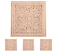 BETOOKY Appliques Bois Beige Carré 4pcs pour Meubles en Bois Sculpté Décoration Murale Style Européen Classique Détails Précis pour Projets de Décoration Intérieure