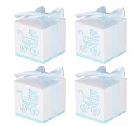 BETOOKY Boîte à Bonbons pour Poussette Bleu en Papier, Facile à Assembler, Lot de 50 Pièces, pour Baptême et Fête, Contenant Dragées Souvenir