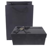 BETOOKY Boîte Présent Élégante Coffret Romantique Carré en Papier et Polyester Noire pour Parfum et Rouge à Lèvres pour Mariage et Saint-valentin