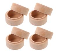 BETOOKY Boîte Ronde en Bois Massif pour Souvenirs de Dents et Bagues, Lot de 4 Pièces Couvercle Sécurisé, Design Élégant et Utilisation Polyvalente pour Anniversaires et Fêtes