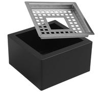 BETOOKY Cendrier en Acier Inoxydable Carré Fond Profond et Grille Supérieure, Cendrier Élégant et Simple pour Usage Hôtelier et Domestique, Couleur Noir