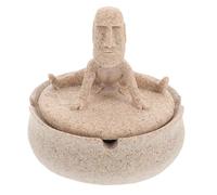 BETOOKY Cendrier en Résine Yoga Stone Man avec Couvercle Coupe-Vent pour Salon et Espace de Travail, Facile à Nettoyer, Design Créatif Khaki