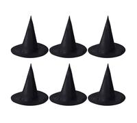 BETOOKY Chapeaux de Sorcière Résistants Lot de 6 Noirs en Tissu Oxford Accessoires de Costume Classiques et Solide pour Fête D'halloween et Carnaval