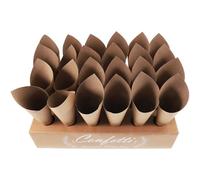 BETOOKY Cônes en Papier Kraft avec Support en Carton pour Confettis - 1 Set de Cornets Gaufrés pour Mini Bouquet et Buffet de Fête - Adapté à Shower et Anniversaire
