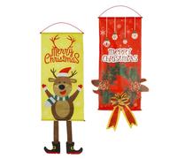 BETOOKY Drapeaux de Noël en Tissu Suspendus Lot de 2 Pet Décoratifs Motifs Joyeux et Festifs pour Porte pour Fête et Décoration Intérieure ou Extérieure