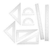 BETOOKY Ensemble 2 Sets D'outils Maths Règle, Équerre et Rapporteur Incassable en Ps Portable et Polyvalent pour Art Design et Construction Paquet de Rangement