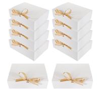BETOOKY Lot de 10 Boîtes à Présents Pliantes en Carton Blanc avec Ruban, Coffret de Demande en Mariage pour Bijoux et Bougies, pour Anniversaire et Fêtes