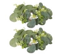 BETOOKY Lot de 2 Couronnes pour Porte D'entrée en Plastique Vert, Décoration Naturelle et Solide pour Fête ou Maison, Résistant Décoloration Cassures