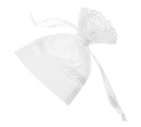 BETOOKY Petit Sachet à Bijoux en Organza Blanc Cordon, Fond Pliable, pour Emballage Présent Lors de Mariages et Célébrations
