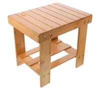 BETOOKY Petit Tabouret Carré en Bambou Naturel Marron Antidérapant et Pratique pour Garçon et Filles, Chambre ou Avant de Sortir
