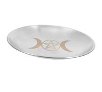BETOOKY Plateau Décoratif Élégante et Sécurisée en Acier Inoxydable Plusieurs Styles Motif Pentagramme Rond, Assiette à Bougie Rituelle pour Cérémonies Religieuses et Plusieurs Styles