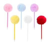 BETOOKY Stylos à Bille Fantaisie Boule en Peluche et Structure en Pp Lot de 6 Encre Stable pour Étudiants et Prise de Notes Créatives