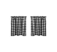 Betos Demi-rideaux courts, petits rideaux de fenêtre à carreaux de buffle, voilage pour traitement de fenêtre, rideaux à étages, rideaux courts pour café cuisine salle de bain (1 panneau 68 x 90 cm)