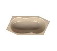 Bette BetteMetric 6 coins 6841-003 Beige Bahama, 206x90x45cm, côté pied gauche, trop-plein à l'avant