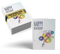 Better Office Products Lot de 100 cartes d'anniversaire - 10,2 x 15,2 cm - Couverture de ballon amusante - Intérieur vierge - Avec enveloppes