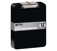 Better Office Products Lot de 12 planchettes à pince en plastique noir, durable, 31,8 x 22,9 cm, clip à profil bas, noir