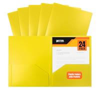 Better Office Products Lot de 24 chemises en plastique 2 pochettes Format lettre 8.5 x 11 inch jaune
