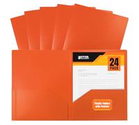 Better Office Products Lot de 24 chemises en plastique 2 pochettes Format lettre 8.5 x 11 inch Orange