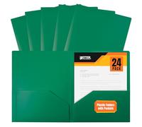 Better Office Products Lot de 24 chemises en plastique 2 pochettes Format lettre 8.5 x 11 inch Vert