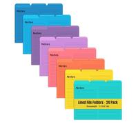 Better Office Products Lot de 24 dossiers lignés, dossiers à onglets pour notes, onglets coupés 1/3, 8 couleurs vives, poids lourd, format lettre, 24,1 x 29,2 cm, ensemble gauche/centre/droite par