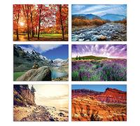 Better Office Products Lot de 50 boîtes de cartes de vœux pour toutes les occasions, 10,2 x 15,2 cm, 50 cartes vierges assorties et 50 enveloppes, 6 motifs américains de photographie naturelle,