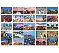 Better Office Products Lot de 50 cartes postales de voyage, monuments célèbres et sites historiques américains, cartes postales photo brillantes, 10,2 x 15,2 cm, 25 photos étonnantes de monuments