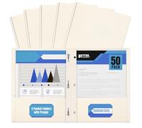 Better Office Products White Paper 2 Pocket Folders with Prongs, 50 Pack, Matte Texture, Letter Size Paper Folders, 50 Pack, with 3 Metal Prong Fastener Clips, White