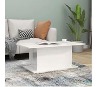 BETTEVE Table basse Blanc brillant 102x55,5x40 cm Aggloméré