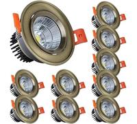 bettght Plafonnier COB, Downlight LED encastrable 3W, Mini kit de projecteur avec pilote LED, ensemble de 5 pièces, 10 spots de cuisine en aluminium for cave à vin/armoire(10pcs,4000K)