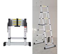 Bettizia Alu Echelle télescopique 1.7m+2.0m Echelle pliante Echelle double Echelle coulissante Echelle multi-usage Echelle d'appui Echelle en aluminium (1.7m+2.0m)