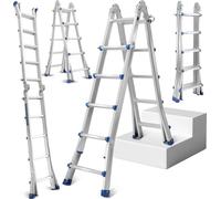 Bettizia Aluminium Echelle télescopique 3M argent, Echelle extensible Echelle pliante, Echelle multi-usage, Echelle double, Echelle de ménage, Echelle extérieure, Capacité de charge 150 kg