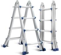 Bettizia Echelle télescopique Alu léger 4x4 niveau argent multifonction Echelle multifonctionnelle Echelle extensible en aluminium de haute qualité Capacité de charge 150KG