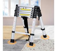 Bettizia Echelle télescopique Echelle pliante 2.0m+2.3m Stable Echelle simple Aluminium Echelle double jusqu'à 150kg