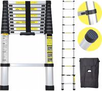 Bettizia Echelle télescopique Pliable 3,2M Echelle multifonctionnelle Aluminium Echelle d'appui Echelle multi-usage Echelle extensible 11 marches Escabeau de haute qualité 150KG