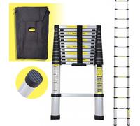 Bettizia Echelle télescopique Pliable 3,8M Echelle multifonctionnelle Aluminium Echelle d'appui Echelle multi-usage Echelle extensible 13 marches Escabeau de haute qualité 150KG
