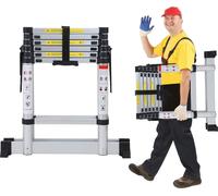 Bettizia Échelle télescopique professionnelle 2,0M Argent Aluminium Capacité de charge 150kg Échelle multi-usage Pieds en caoutchouc antidérapants