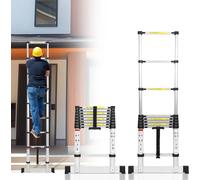 Bettizia Echelle télescopique professionnelle 2,6M Aluminium Capacité de charge 150kg Echelle multi-usages pieds en caoutchouc antidérapants avec stabilisateur