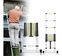 Bettizia Echelle télescopique professionnelle 4,4M Aluminium Capacité de charge 150kg Echelle polyvalente Pieds en caoutchouc antidérapants avec stabilisateur