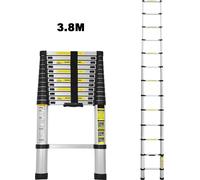Bettizia Escabeau télescopique Alu 3.8m Escabeau multi-usage Alu Escabeau d'appui Escabeau multifonctionnel Escabeau à coulisse