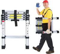 Bettizia Escabeau télescopique professionnel 1,7M Argent Aluminium Capacité de charge 150kg Escabeau polyvalent pieds en caoutchouc antidérapants