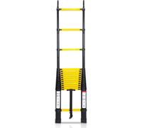 Bettizia Escabeau télescopique professionnel 4,4M noir Aluminium Capacité de charge 150kg Escabeau polyvalent pieds en caoutchouc antidérapants avec crochets amovibles