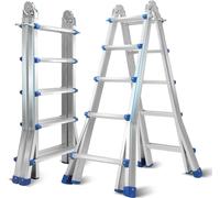 Bettizia Premium Alu Echelle télescopique Echelle pliante Hauteur 3M Argent Antidérapant Echelle polyvalente