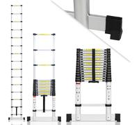 Bettizia Premium Alu échelle télescopique échelle pliante hauteur 4,4M antidérapante échelle polyvalente avec stabilisateur